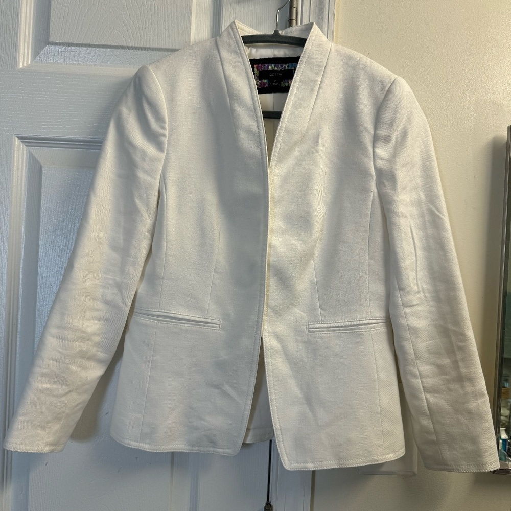 NWOT Jcrew Cropped White Linen Blazer